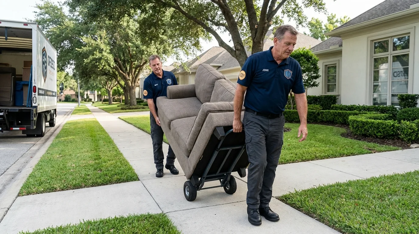 Local residential moving crew loading furniture in Bridgewater, VA