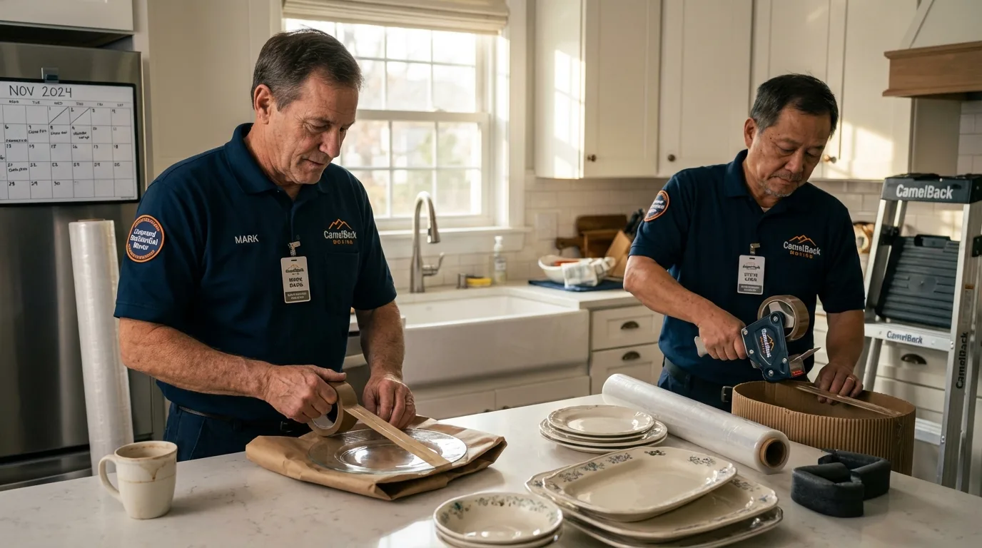 Professional crew packing kitchen dishware in Bridgewater, VA